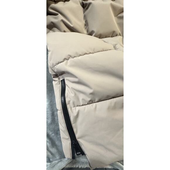 DKNY New York Women’s 2X Taupe Puffer Coat Faux Fur Hood Zip Front 2G 2TG - Picture 7 of 12